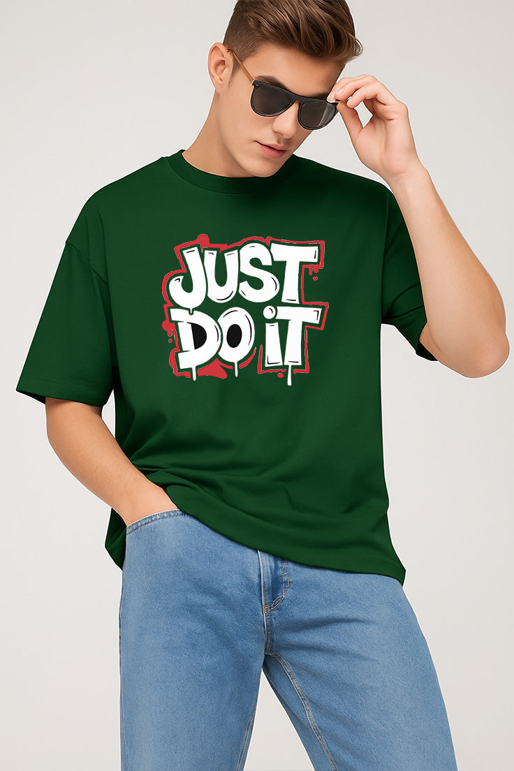 Premium Modern Maroon Oversized "Just Do It" Graphic T-Shirt – Stylish & Comfortable Streetwear for Men