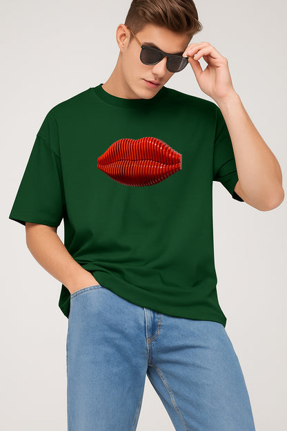 Premium Graphic T-Shirt with 3D Red Lips – Bold Artistic Streetwear