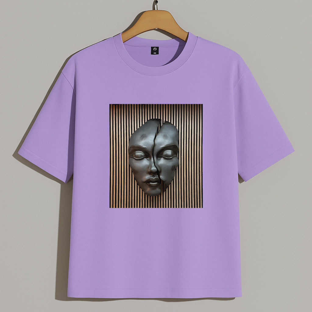 Premium Oversized T-Shirt with Abstract Broken Face Wall Art Print