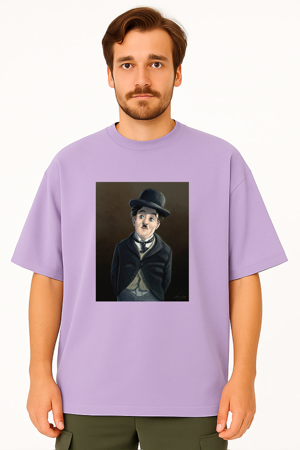 Charlie Chaplin Oversized Tee with Iconic Character Print