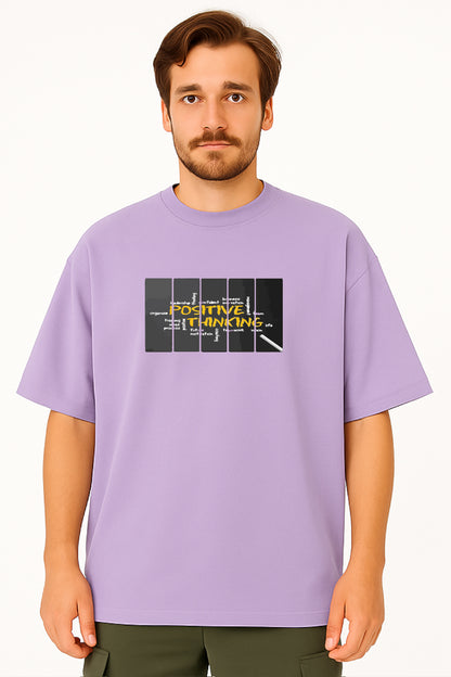Oversized T-Shirt with "Positive Thinking" Graphic Print