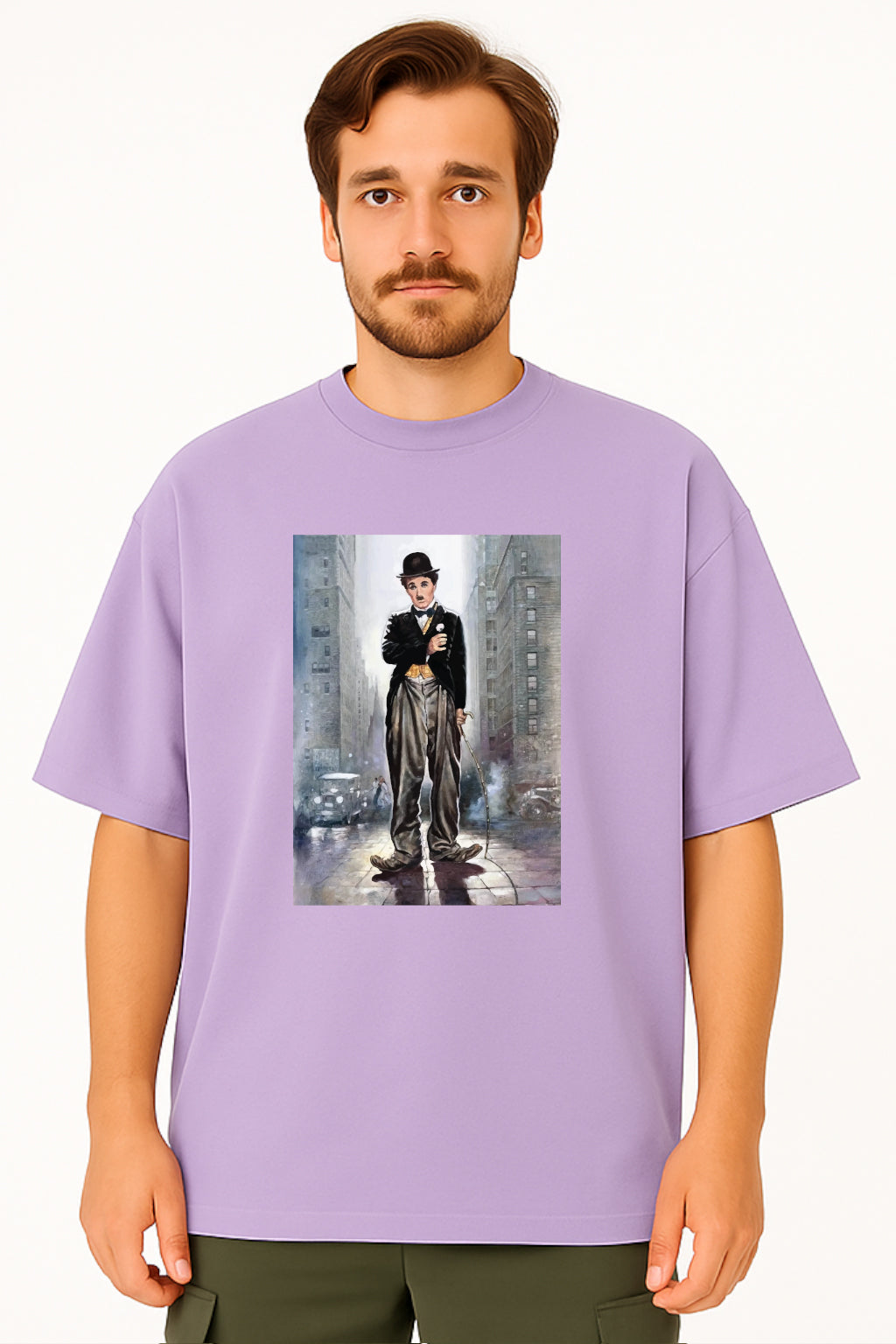 Classic Charlie Chaplin Street Art Oversized Tee