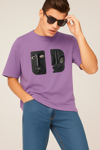 Premium Oversized Abstract Dual Mask Art T-Shirt