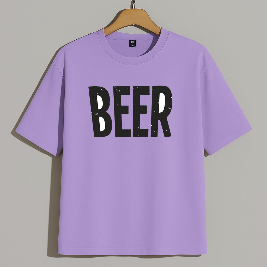 Premium Oversized Drop Shoulder T-Shirt – "BEER" Statement Tee
