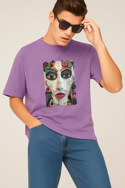 Premium Abstract Face Art Graphic T-Shirt – Colorful Modern Design Tee