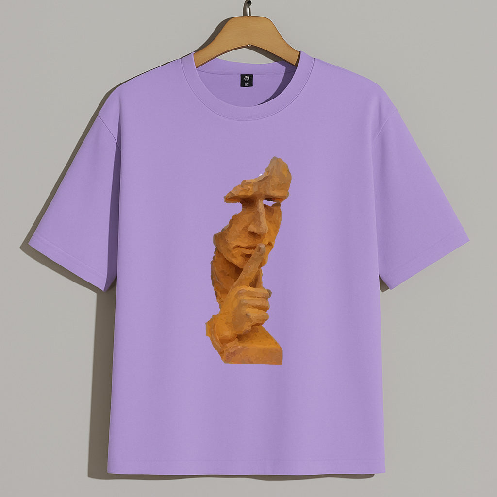 Premium Oversized T-Shirt with Abstract Face Sculpture Graphic
