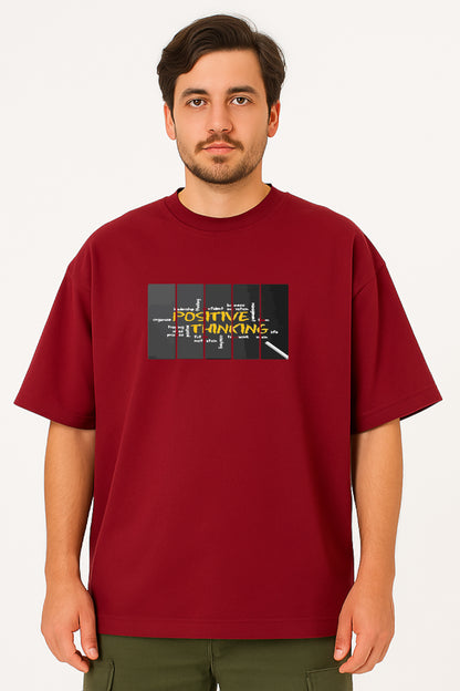 Oversized T-Shirt with "Positive Thinking" Graphic Print