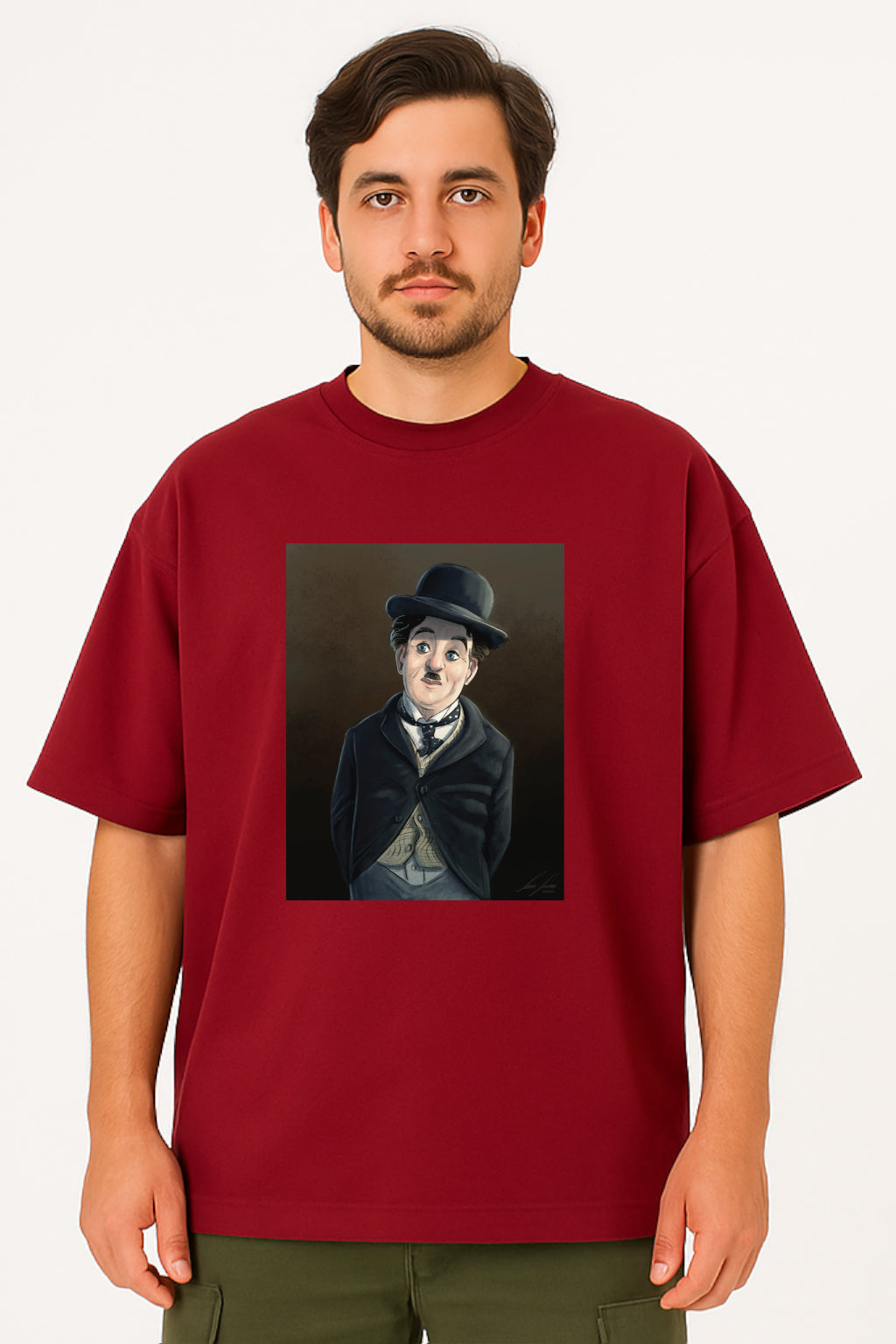 Charlie Chaplin Oversized Tee with Iconic Character Print