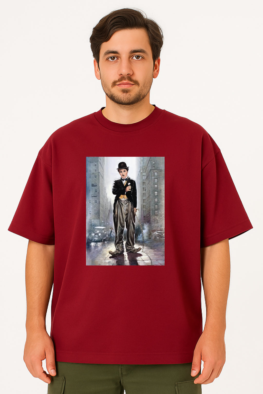 Classic Charlie Chaplin Street Art Oversized Tee