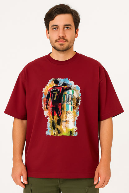 Oversized Unisex T-Shirt – Ronaldo & Messi Graphic Tee