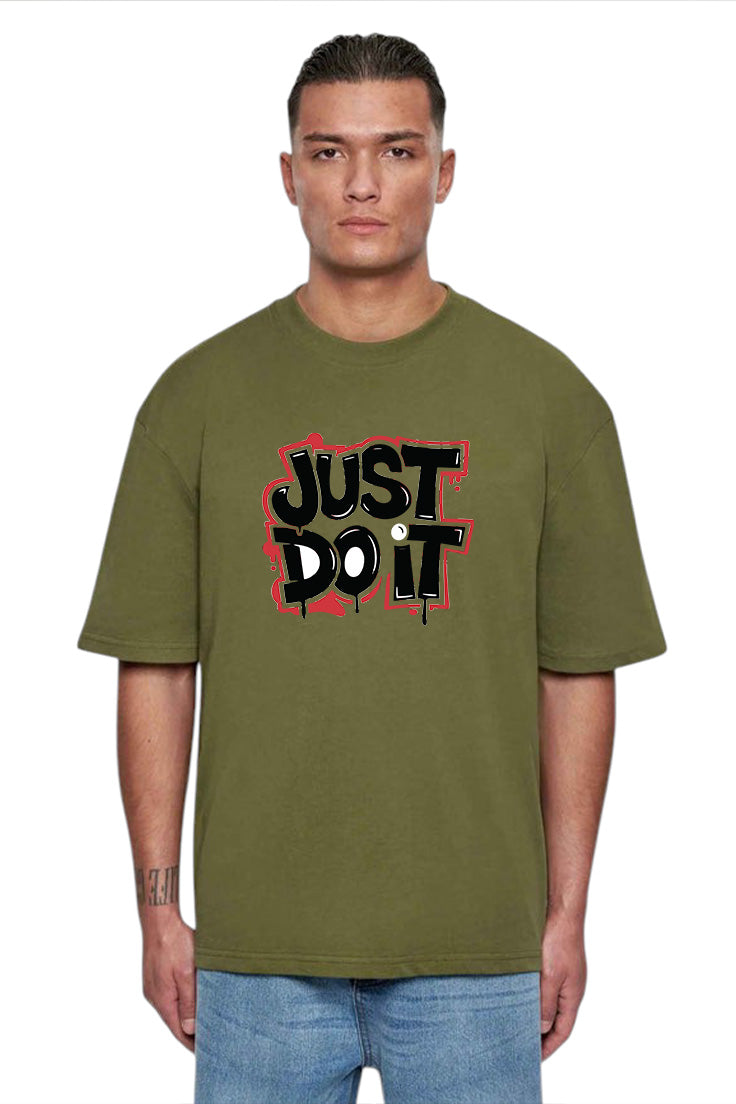 Premium Modern Maroon Oversized "Just Do It" Graphic T-Shirt – Stylish & Comfortable Streetwear for Men