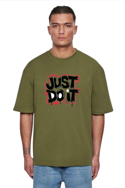 Premium Modern Maroon Oversized "Just Do It" Graphic T-Shirt – Stylish & Comfortable Streetwear for Men