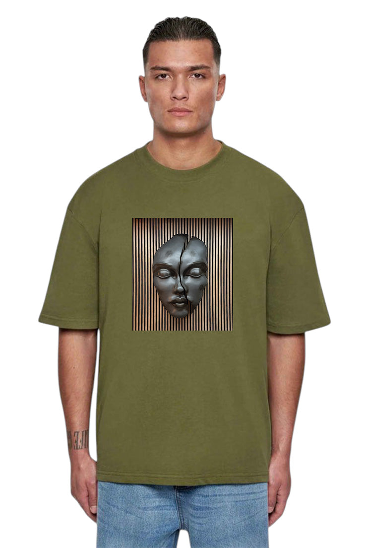 Premium Oversized T-Shirt with Abstract Broken Face Wall Art Print
