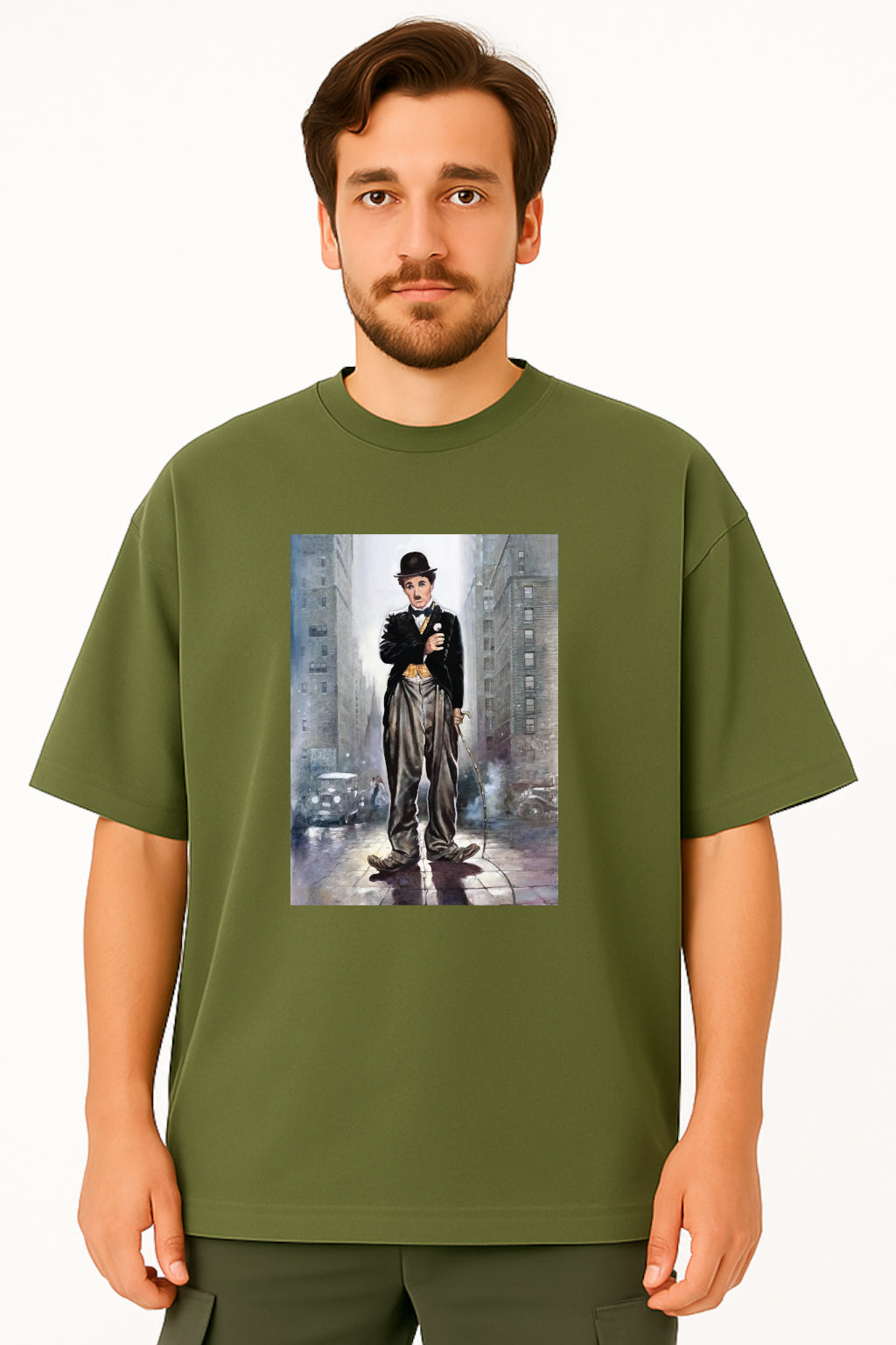 Classic Charlie Chaplin Street Art Oversized Tee