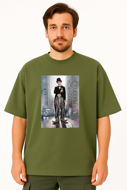Classic Charlie Chaplin Street Art Oversized Tee