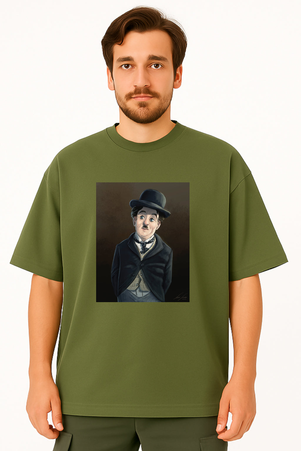 Charlie Chaplin Oversized Tee with Iconic Character Print