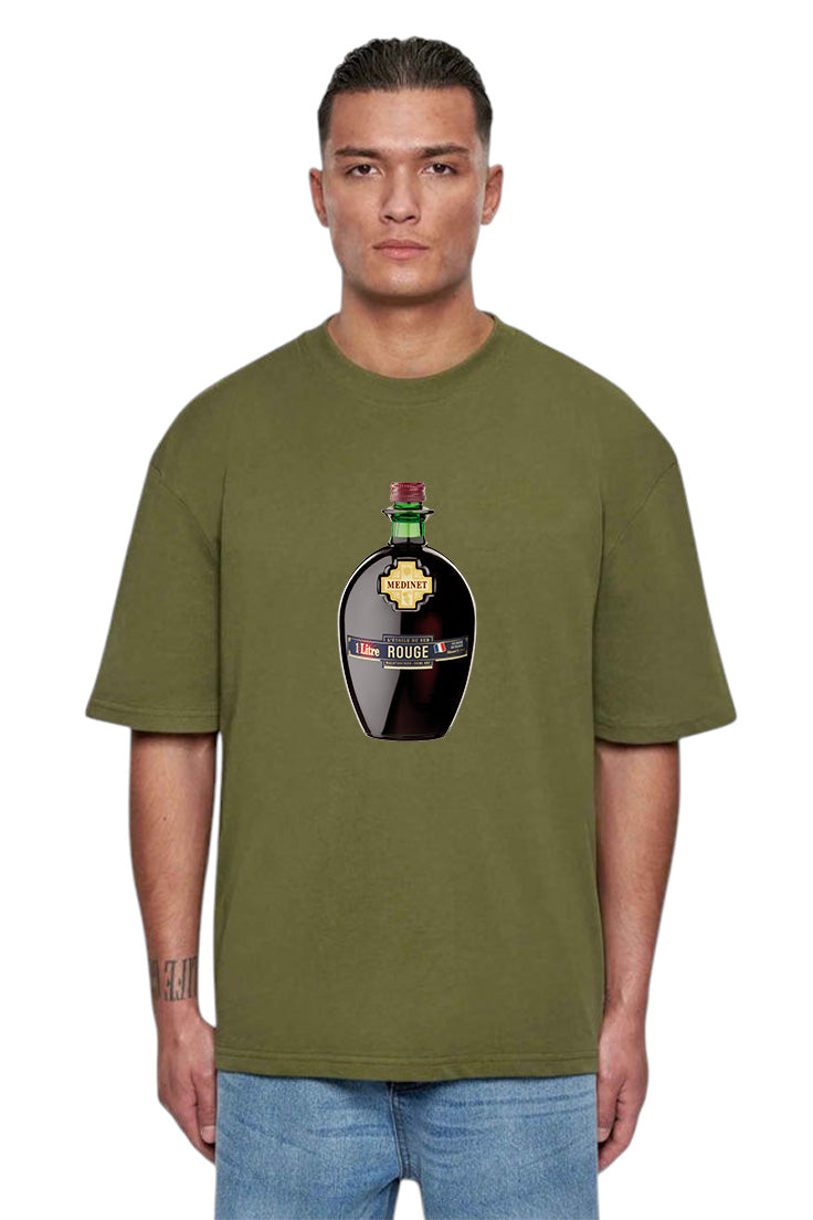 Premium Vintage Vibes Wine Bottle Graphic Tee – Forest Green Edition