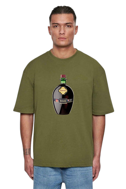 Premium Vintage Vibes Wine Bottle Graphic Tee – Forest Green Edition