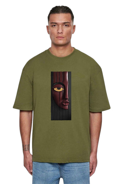 Premium Oversized Drop Shoulder T-Shirt – Abstract Face Art Design