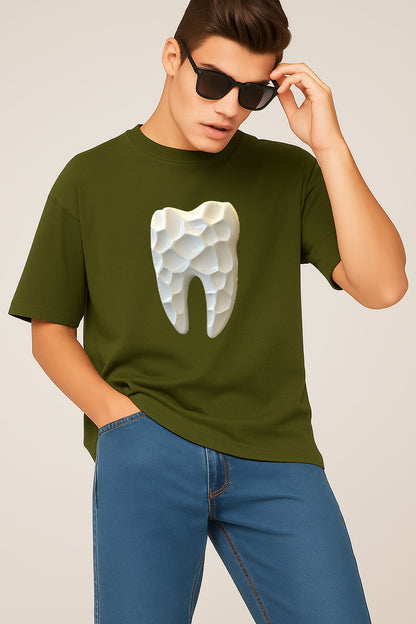 Premium Oversized T-Shirt with 3D Geometric Tooth Design – Modern Artistic Graphic Tee