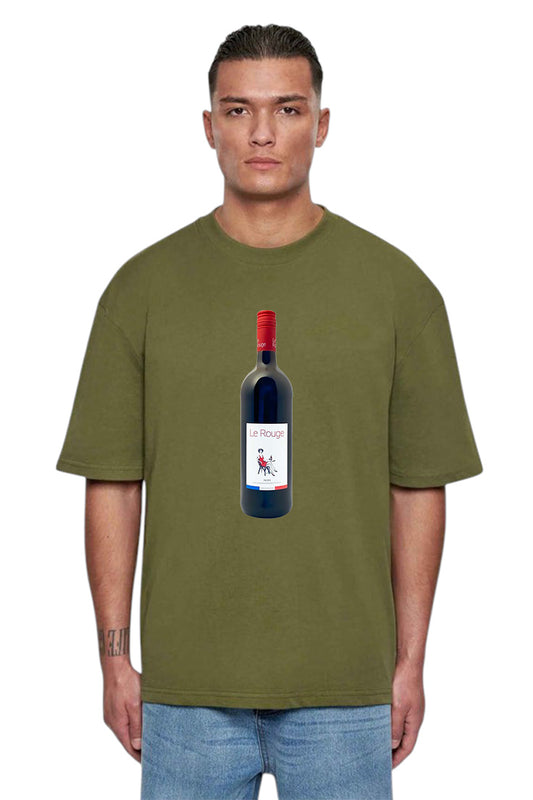 Premium Oversized T-Shirt with Red Wine Bottle Graphic Print