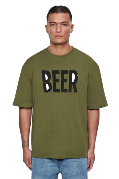 Premium Oversized Drop Shoulder T-Shirt – "BEER" Statement Tee