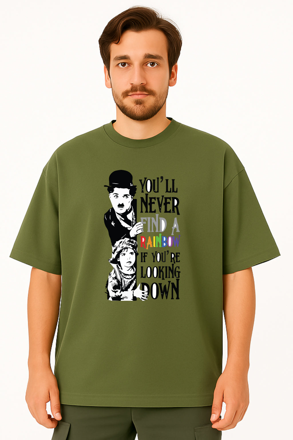Charlie Chaplin "Find a Rainbow" Oversized T-Shirt