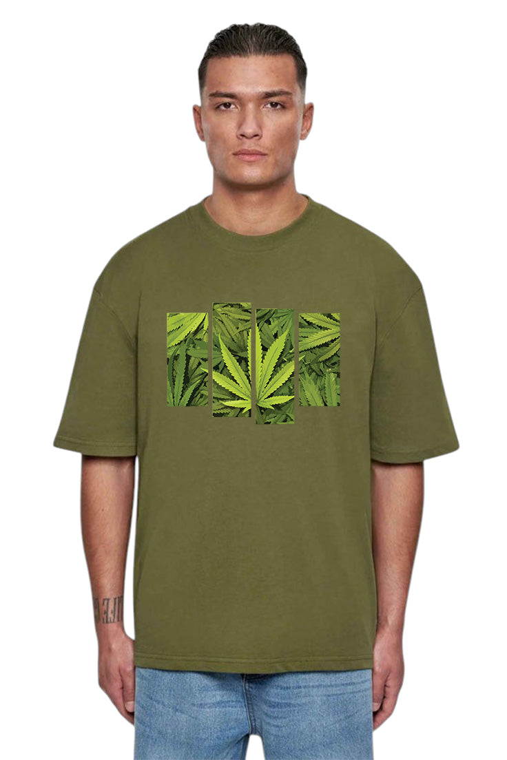 Premium Oversized Green Leaf Streetwear T-Shirt