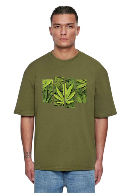 Premium Oversized Green Leaf Streetwear T-Shirt