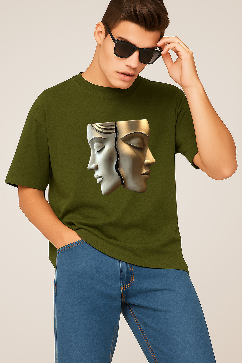 Premium Dual Face Sculpture Graphic T-Shirt – Elegant Artistic Unisex Tee