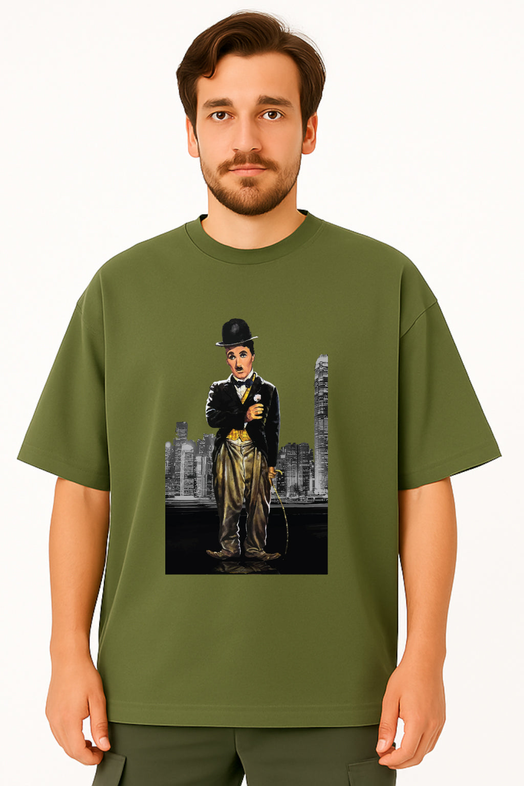 Charlie Chaplin Oversized Graphic T-Shirt