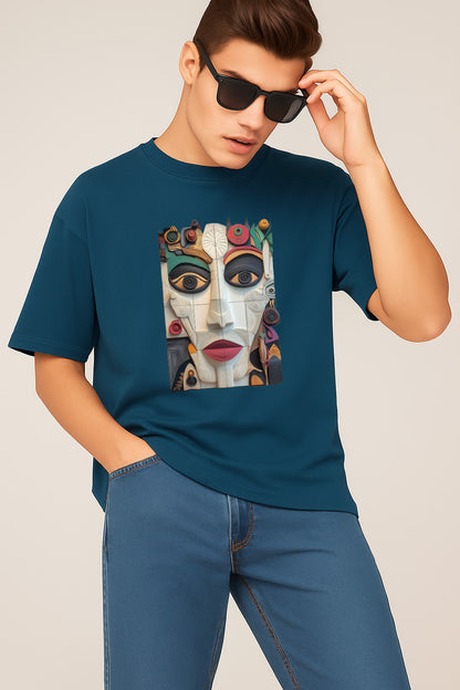 Premium Abstract Face Art Graphic T-Shirt – Colorful Modern Design Tee