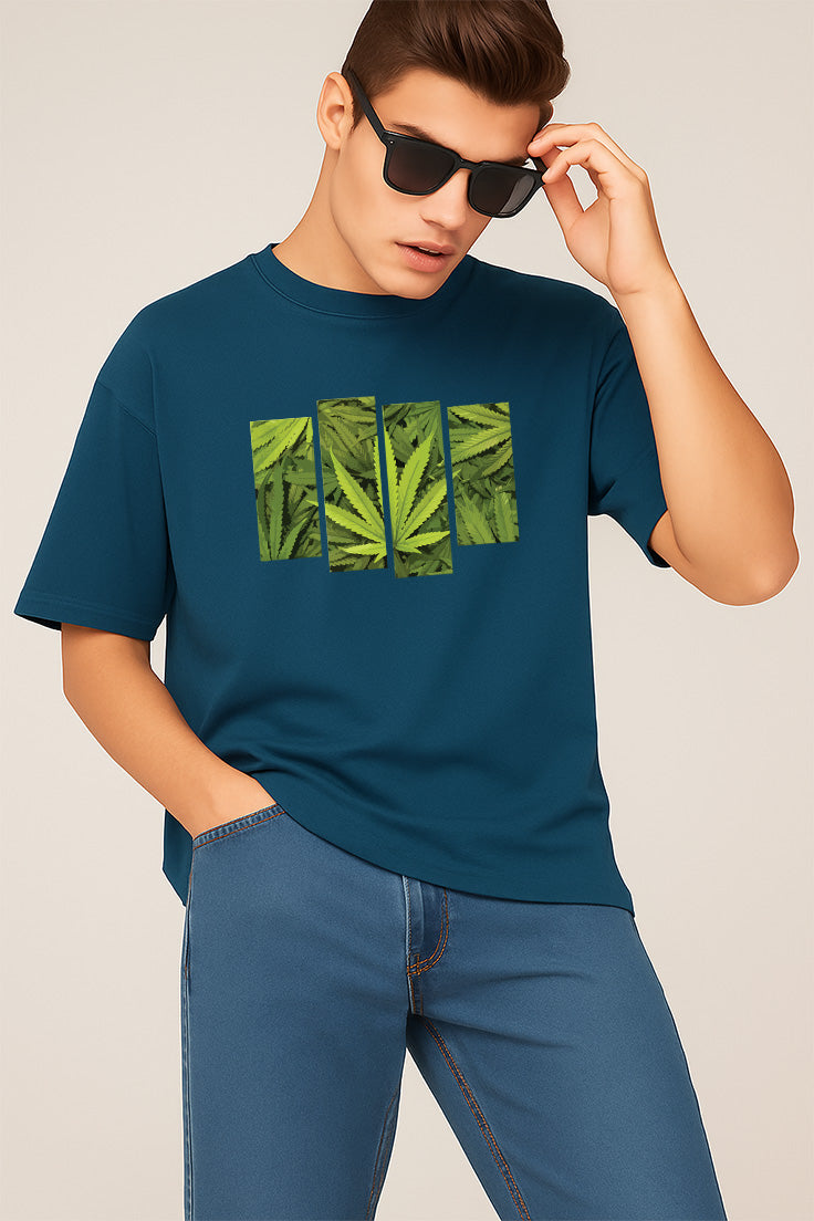 Premium Oversized Green Leaf Streetwear T-Shirt