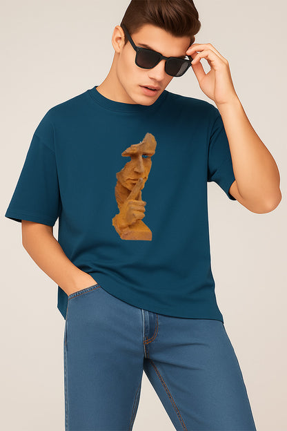 Premium Oversized T-Shirt with Abstract Face Sculpture Graphic