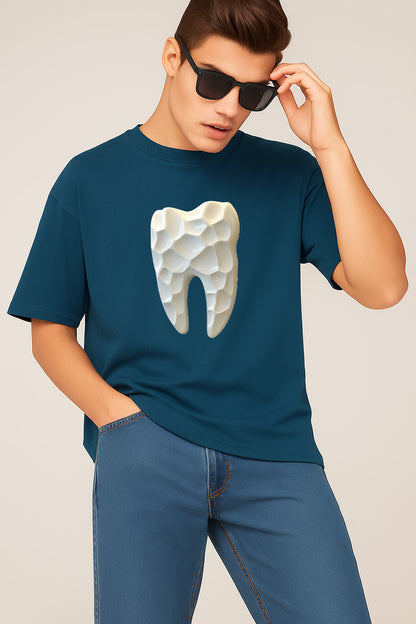 Premium Oversized T-Shirt with 3D Geometric Tooth Design – Modern Artistic Graphic Tee