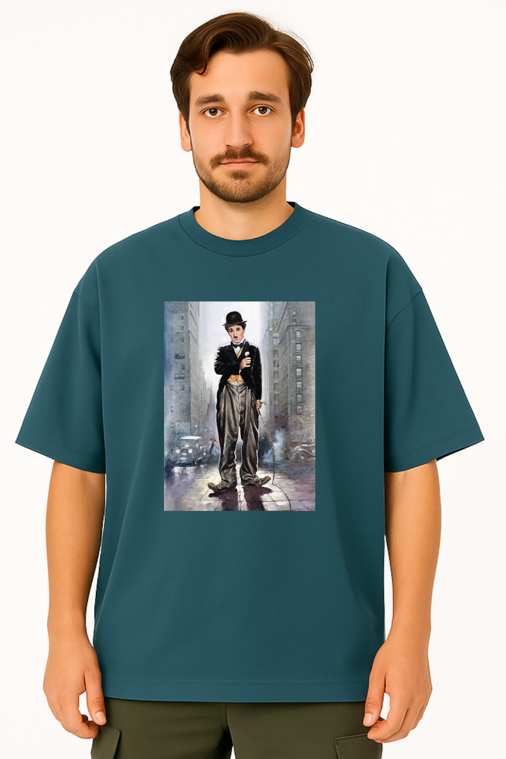 Classic Charlie Chaplin Street Art Oversized Tee
