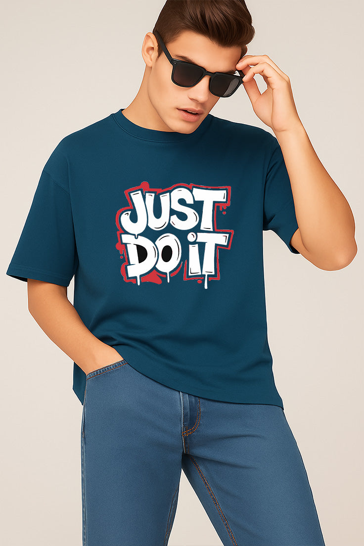 Premium Modern Maroon Oversized "Just Do It" Graphic T-Shirt – Stylish & Comfortable Streetwear for Men