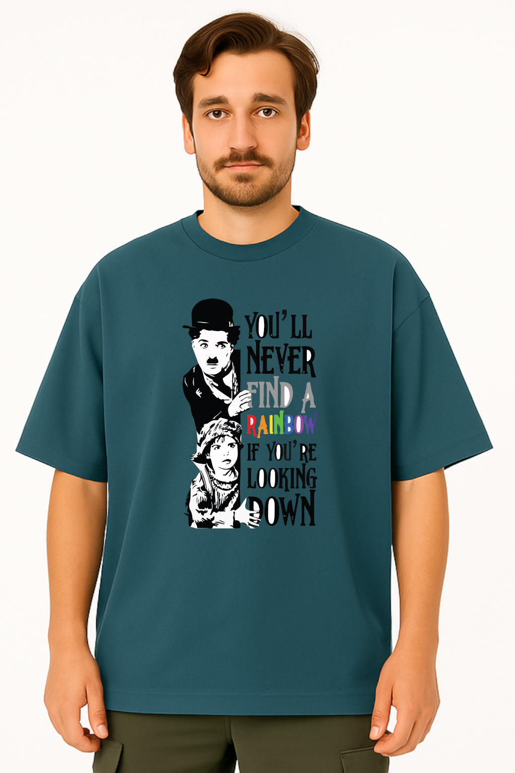 Charlie Chaplin "Find a Rainbow" Oversized T-Shirt