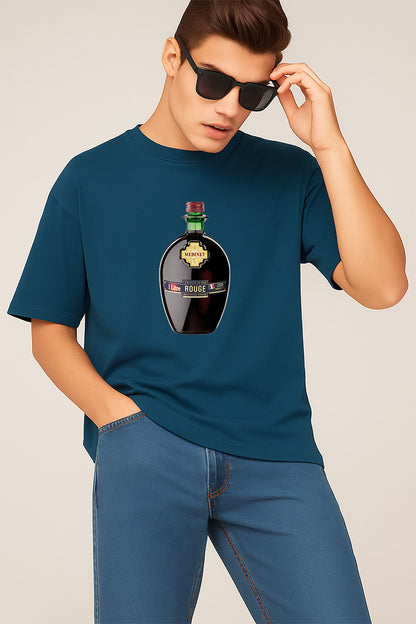 Premium Vintage Vibes Wine Bottle Graphic Tee – Forest Green Edition