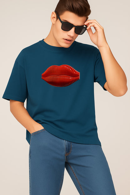 Premium Graphic T-Shirt with 3D Red Lips – Bold Artistic Streetwear
