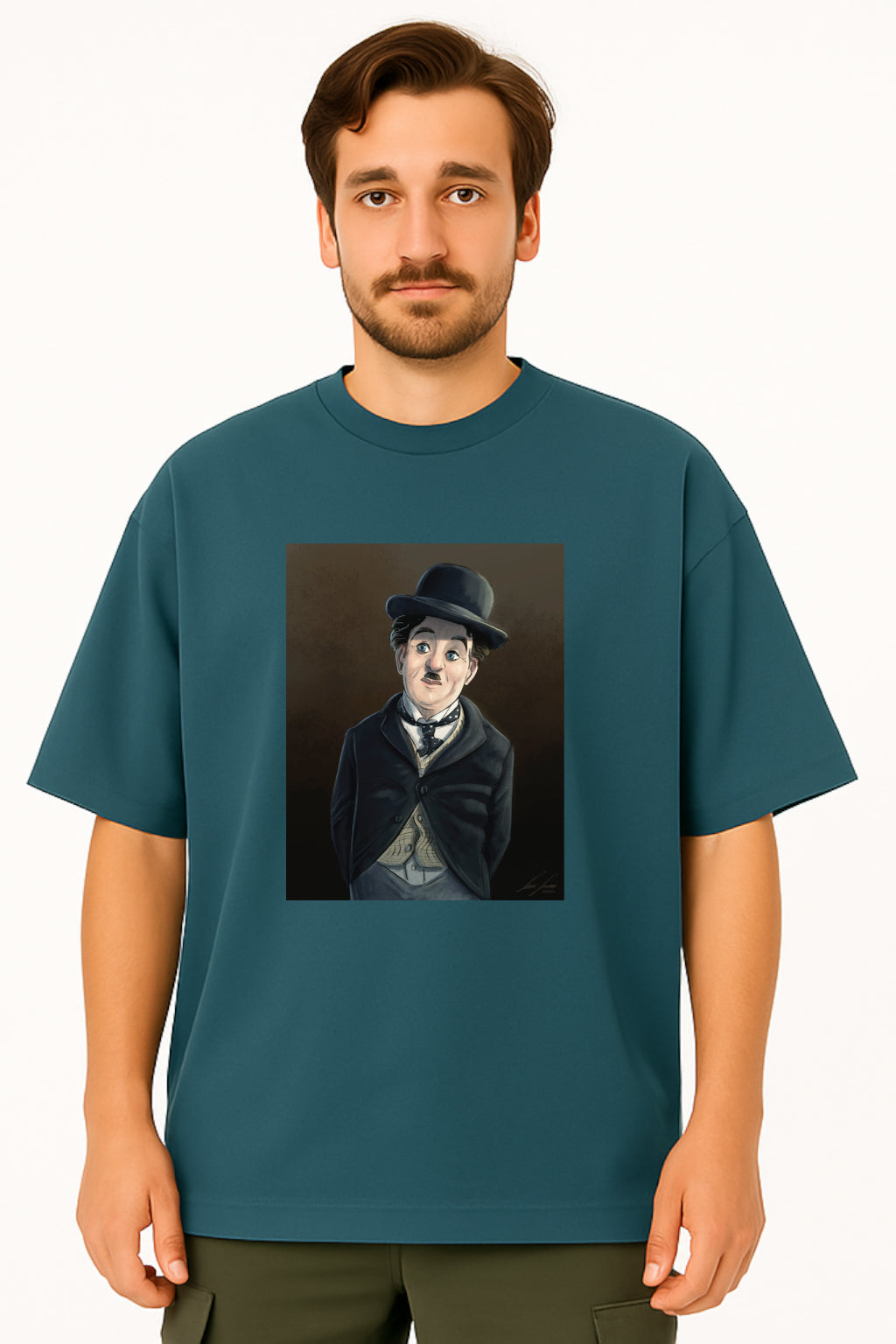 Charlie Chaplin Oversized Tee with Iconic Character Print