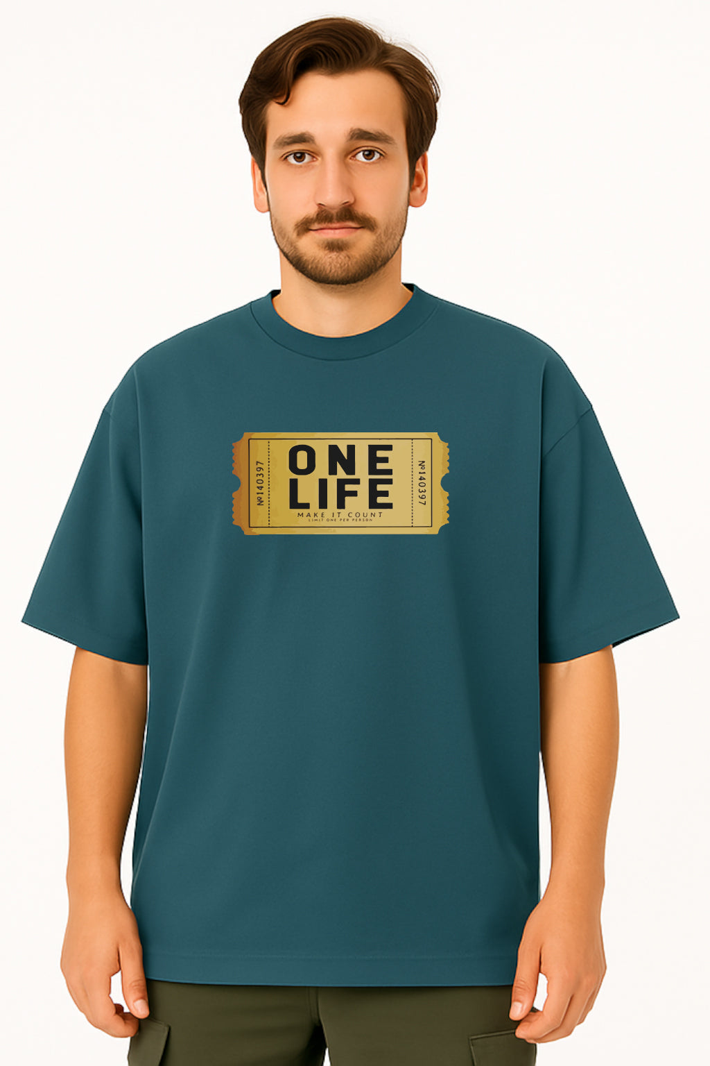 Oversized "One Life" Graphic T-Shirt