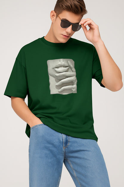 Premium Graphic T-Shirt with Sculpted Lips & Hands – Artistic Streetwear Design
