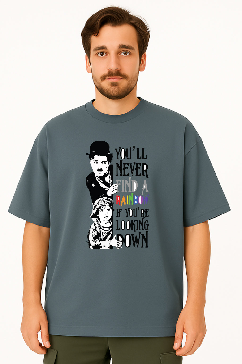 Charlie Chaplin "Find a Rainbow" Oversized T-Shirt