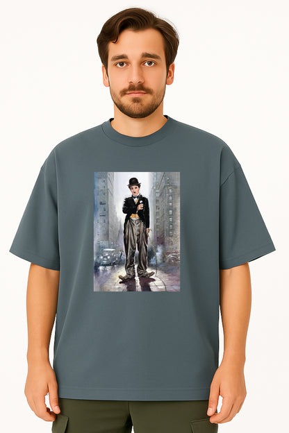 Classic Charlie Chaplin Street Art Oversized Tee