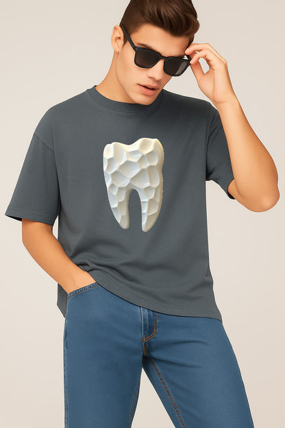 Premium Oversized T-Shirt with 3D Geometric Tooth Design – Modern Artistic Graphic Tee