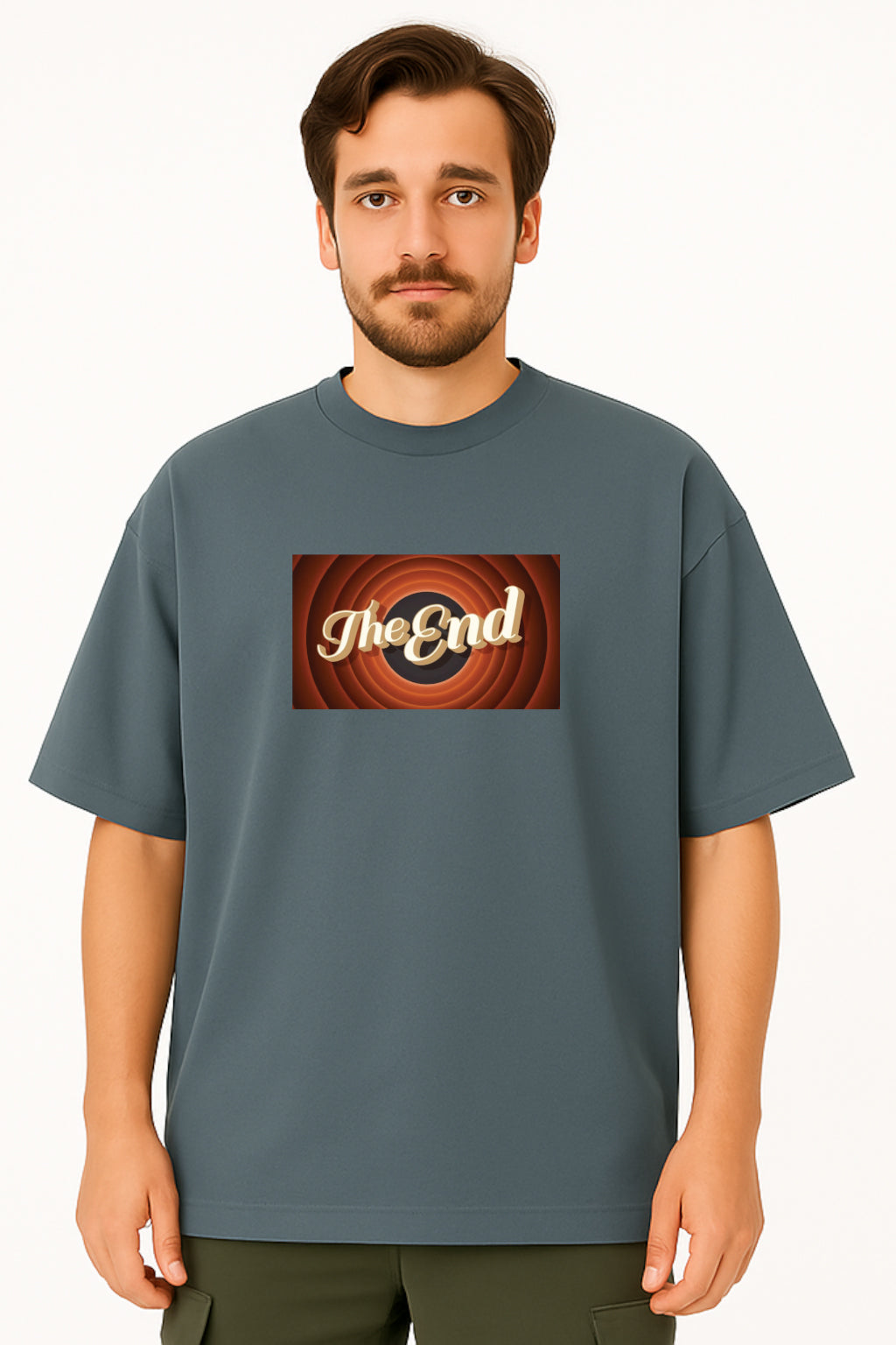 Oversized Unisex T-Shirt – Retro "The End" Graphic Tee