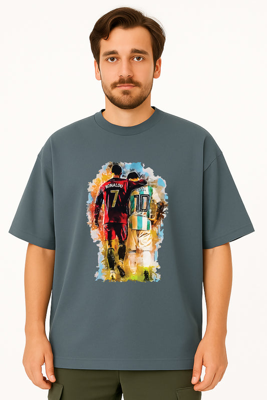 Oversized Unisex T-Shirt – Ronaldo & Messi Graphic Tee