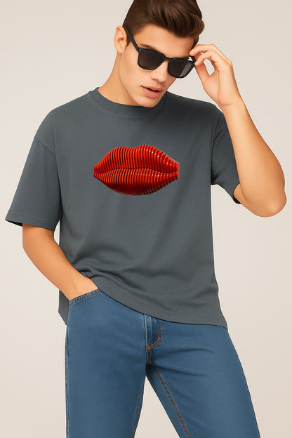 Premium Graphic T-Shirt with 3D Red Lips – Bold Artistic Streetwear