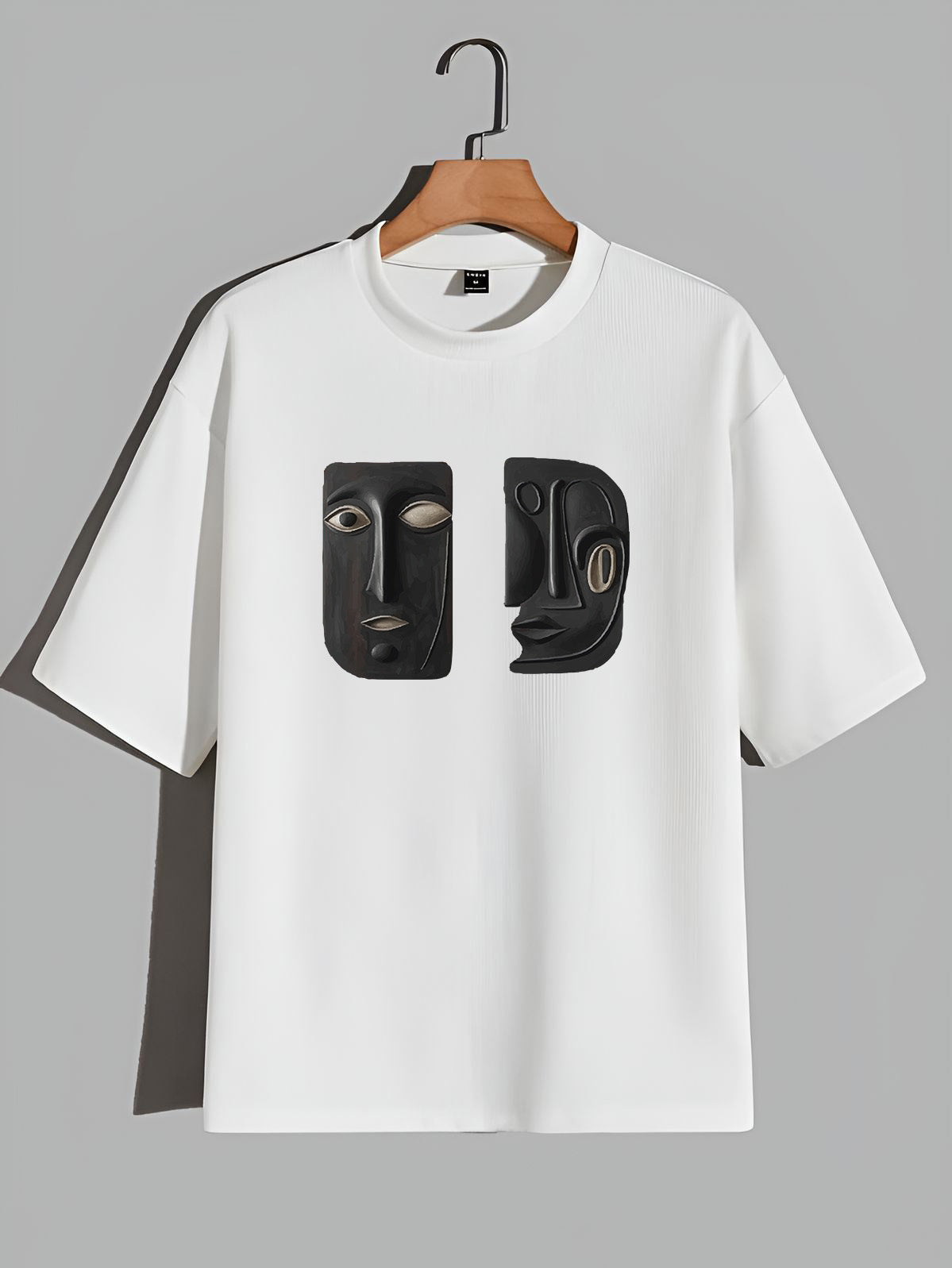 Premium Oversized Abstract Dual Mask Art T-Shirt